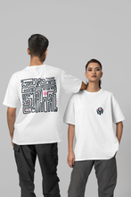 Load image into Gallery viewer, THUMP OVERSIZED UNISEX WHITE TEE - BLACK AND PINK PRINT