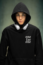 Load image into Gallery viewer, ONE FOR ONE HOODED SWEATSHIRT BLACK