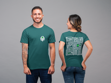 Load image into Gallery viewer, THUMP UNISEX DARK TEAL TEE - WHITE and GREEN PRINT
