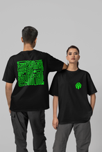 Load image into Gallery viewer, THUMP OVERSIZED UNISEX BLACK TEE - GREEN PRINT ONLY
