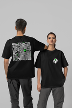 Load image into Gallery viewer, THUMP OVERSIZED UNISEX BLACK TEE - WHITE &amp; GREEN PRINT
