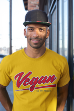 Load image into Gallery viewer, VEGAN &#39;BASEBALL&#39; LOGO - FOR THE ANIMALS - UNISEX TEE
