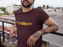 Load image into Gallery viewer, Men&#39;s Ralph Steadman Font Tee - Yellow Gold on Burgundy
