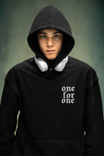 Load image into Gallery viewer, ONE FOR ONE HOODED SWEATSHIRT BLACK
